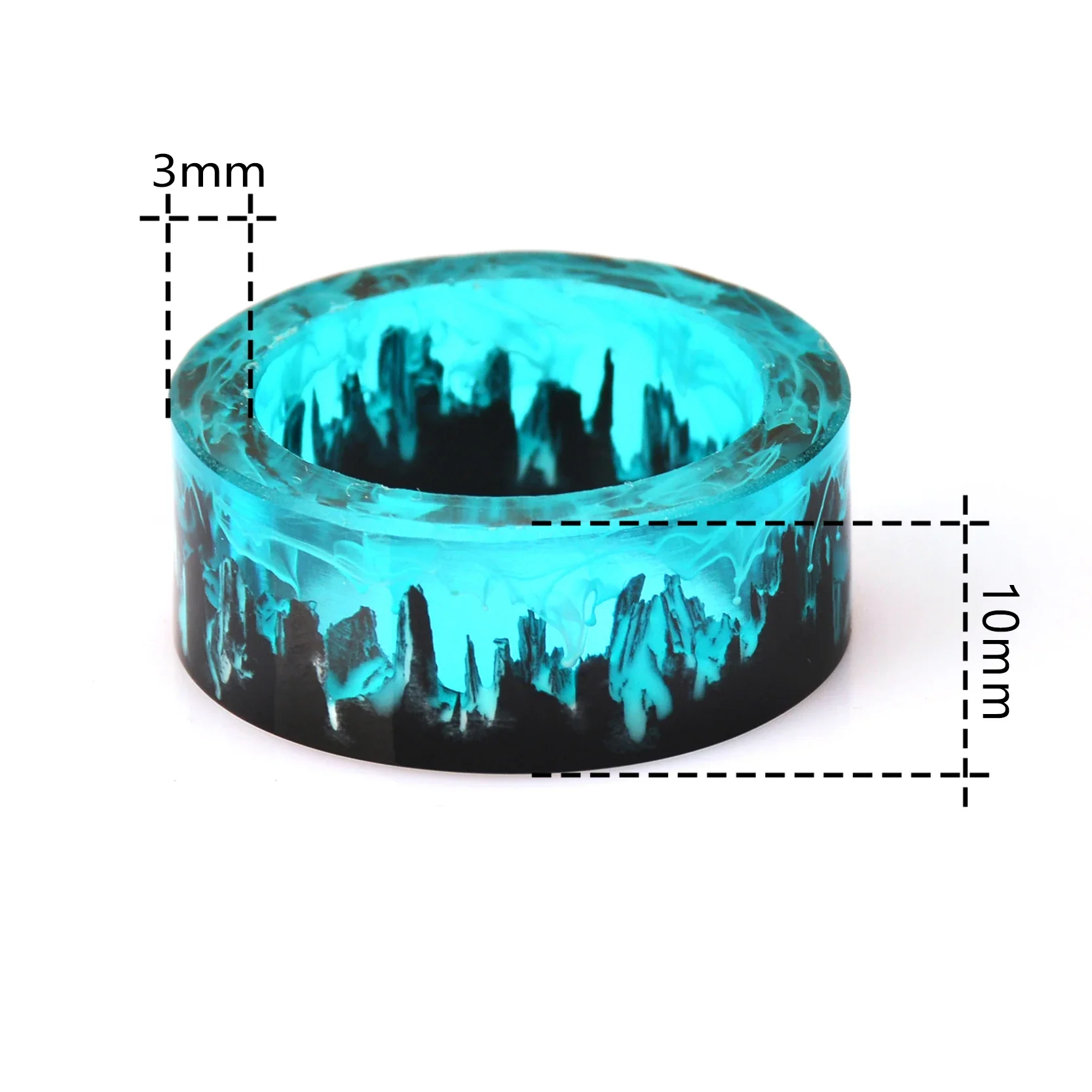Blue Resin Rings Wood Resin Landscape Ring Natural Scenery Epoxy Resin Rings Jewelry - Image 9