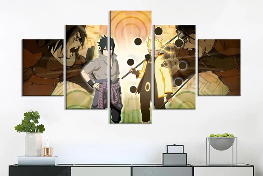 Naruto Sasuke 5 Panel Canvas Wall Art Anime Poster Prints Home Decor Canvas - Image 3