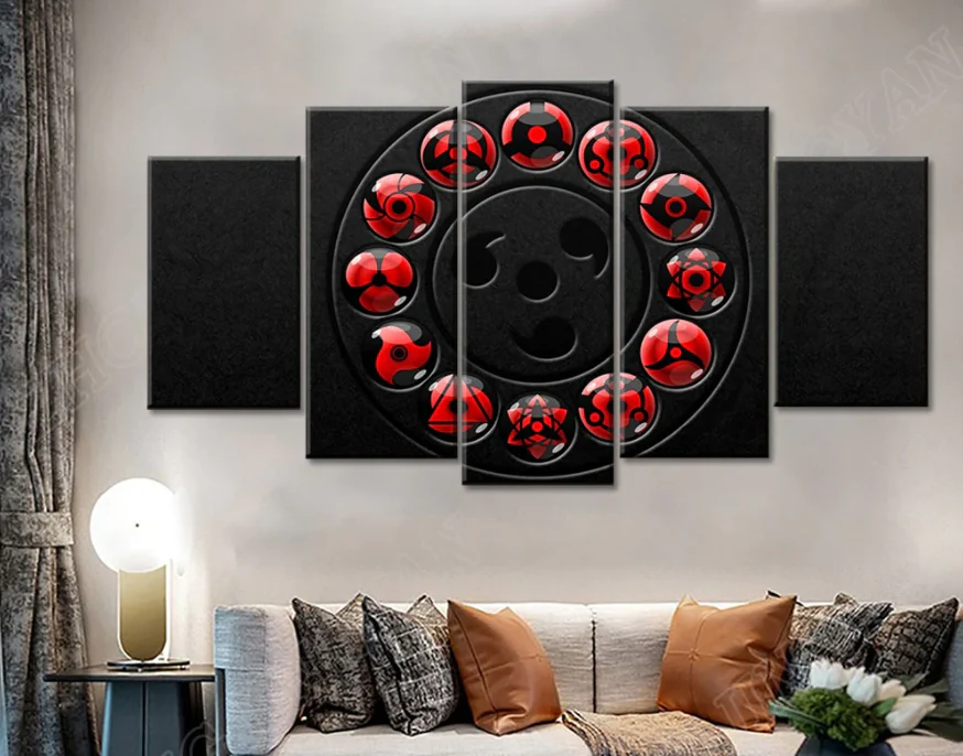 Uchiha Sharingan Eyes 5 Panel Canvas Wall Art Anime Home Decor Sharingan Canvas