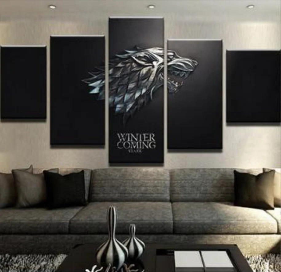 Game of Thrones House Stark 5 Pieces Canvas Home Decor 5 Panels Canvas