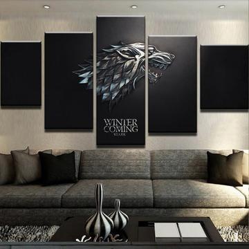 Game of Thrones House Stark 5 Pieces Canvas Home Decor 5 Panels Canvas - Image 4