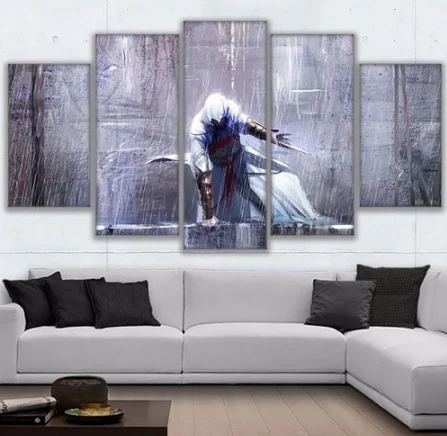 Assassin's Creed Altair 5 Panel Canvas Wall Art Home Decor Gaming Room 5 Piece Set Canvas - Image 4