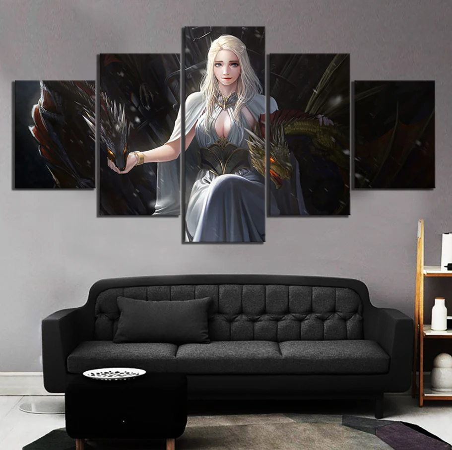 Game of Thrones Mother of Dragons 5 Pieces Canvas Pictures Fantasy Wall Art Canvas