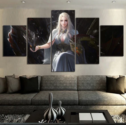 Game of Thrones Mother of Dragons 5 Pieces Canvas Pictures Fantasy Wall Art Canvas - Image 4