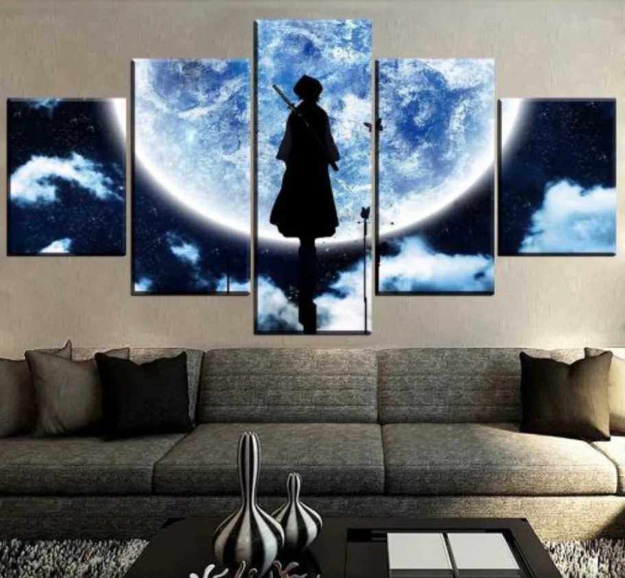 Bleach Blue Moon 5 Piece Canvas Anime Wall Art Home Decor Paintings Wall Art Canvas