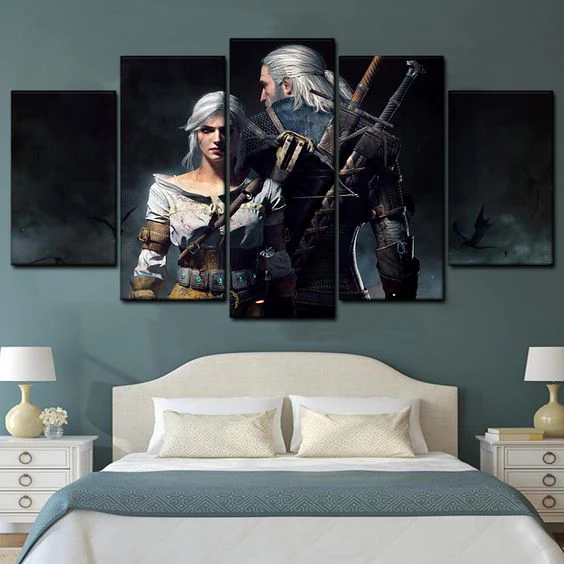 Witcher 5 Pieces Canvas Wall Art Home Decor Pictures Living Room Decoration Canvas - Image 3