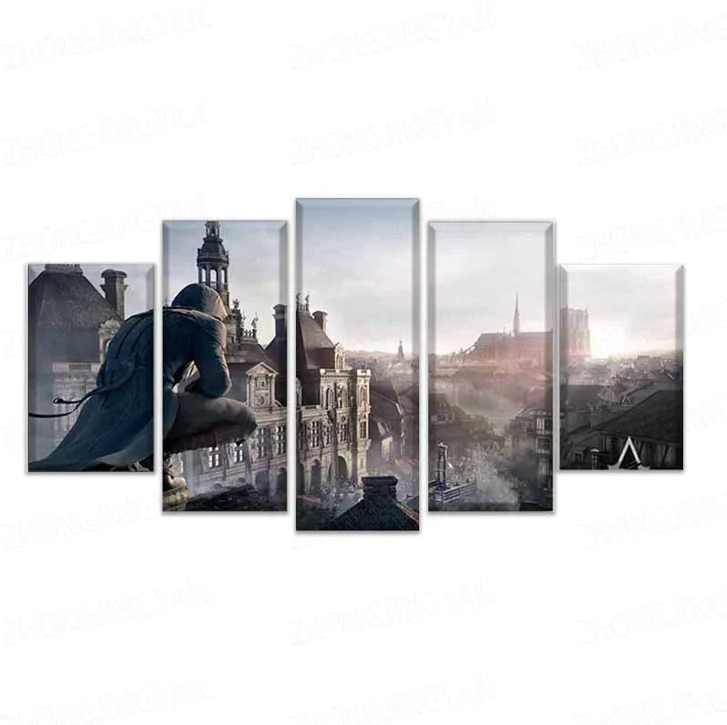 5 Pieces Assassin's Creed Posters Different Canvas Art Wall Assassin's Creed Decor 5 Panel Canvas - Image 10