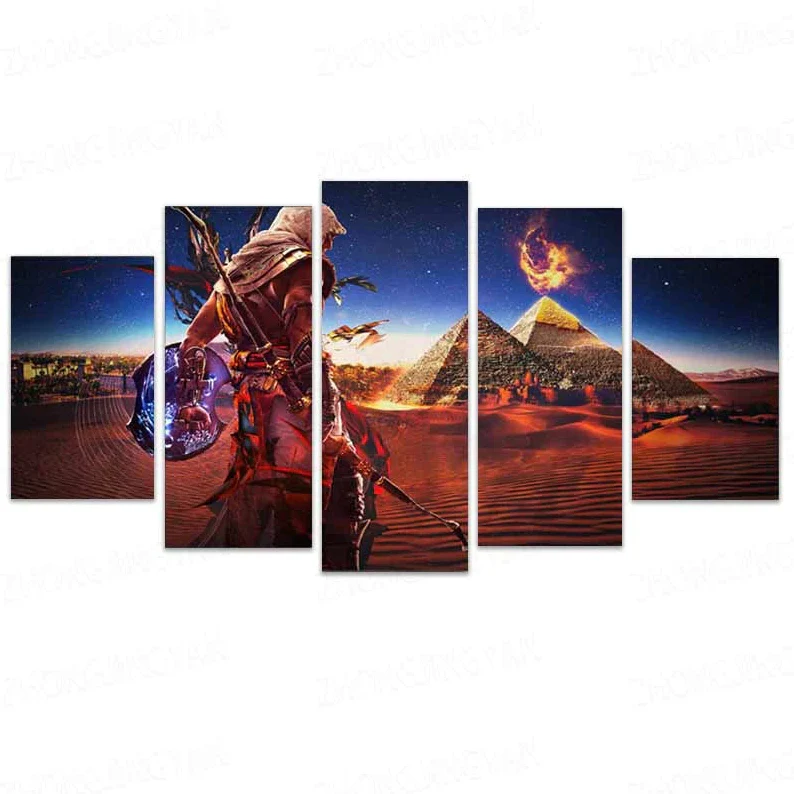 5 Pieces Assassin's Creed Posters Different Canvas Art Wall Assassin's Creed Decor 5 Panel Canvas - Image 11