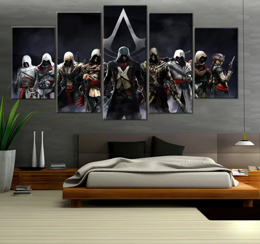 5 Pieces Assassin's Creed Posters Different Canvas Art Wall Assassin's Creed Decor 5 Panel Canvas - Image 3