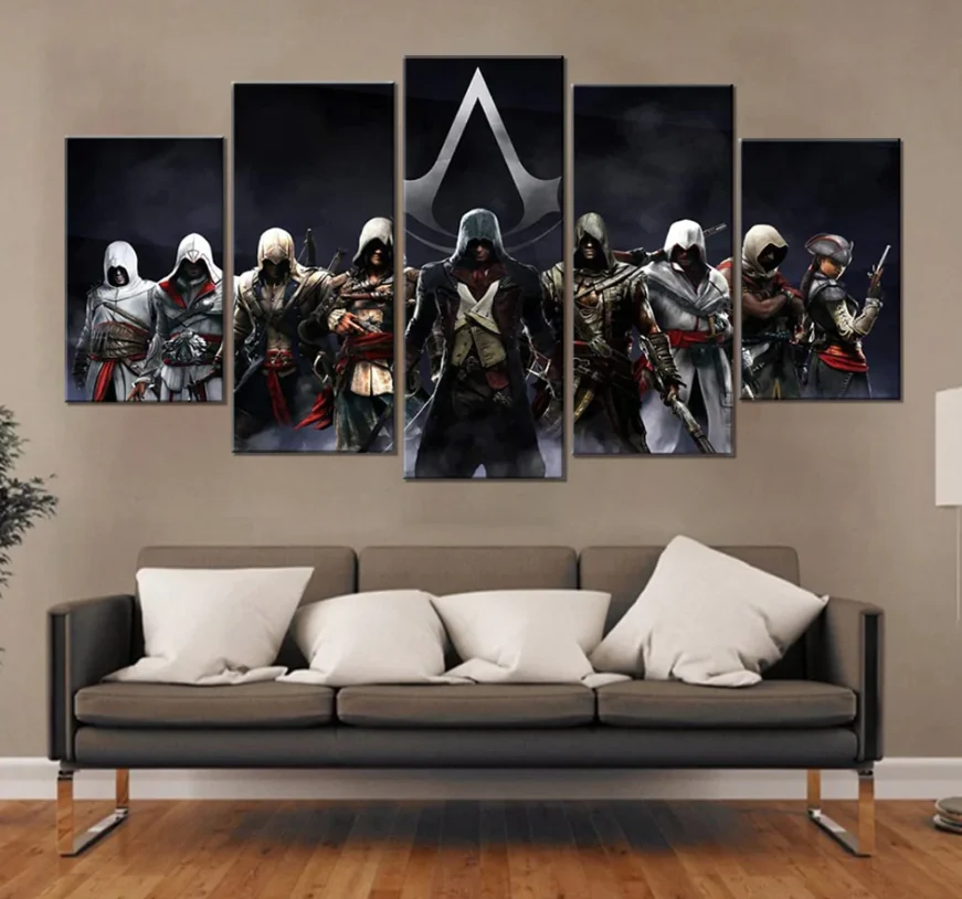 5 Pieces Assassin's Creed Posters Different Canvas Art Wall Assassin's Creed Decor 5 Panel Canvas - Image 4