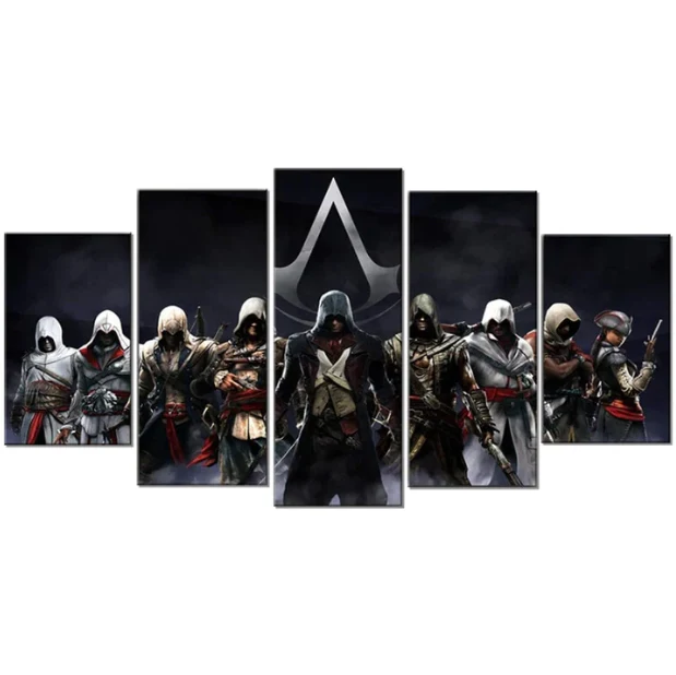 5 Pieces Assassin's Creed Posters Different Canvas Art Wall Assassin's Creed Decor 5 Panel Canvas - Image 8