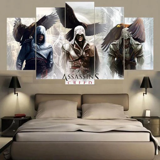 Assassin's Creed 5 Panel Canvas Wall Art Home Decor First Assassin's Creed 5 Piece Canvas - Image 4