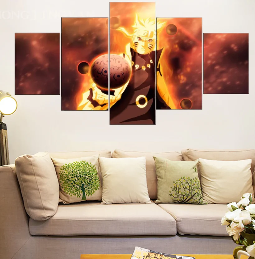 Naruto Bijuu Sage Mode 5 Panel Canvas Wall Art Home Decor Anime Art Canvas - Image 3