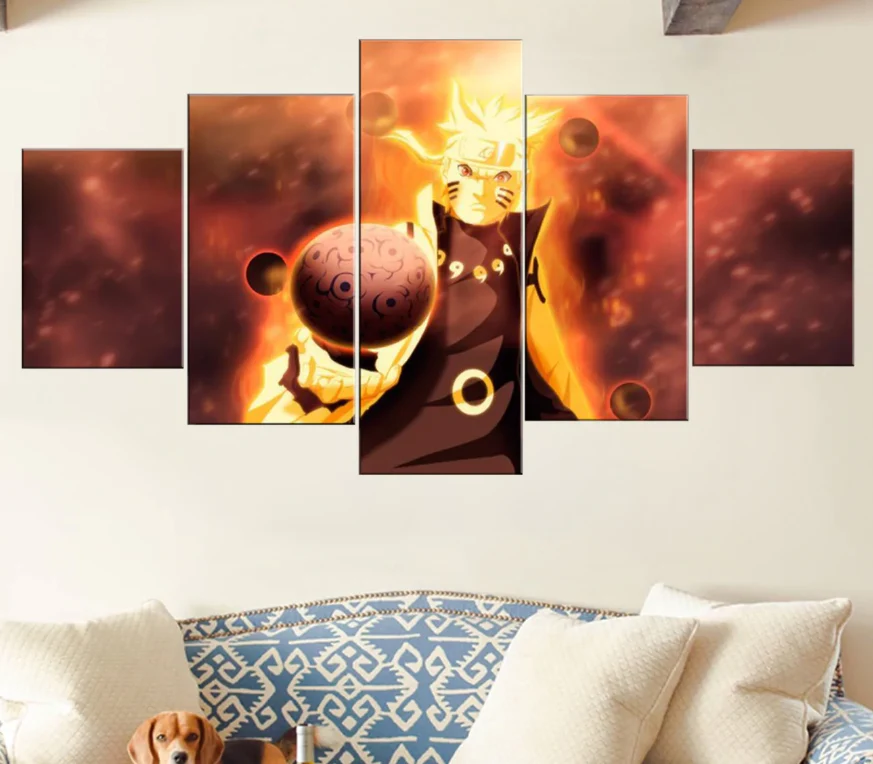 Naruto Bijuu Sage Mode 5 Panel Canvas Wall Art Home Decor Anime Art Canvas - Image 4