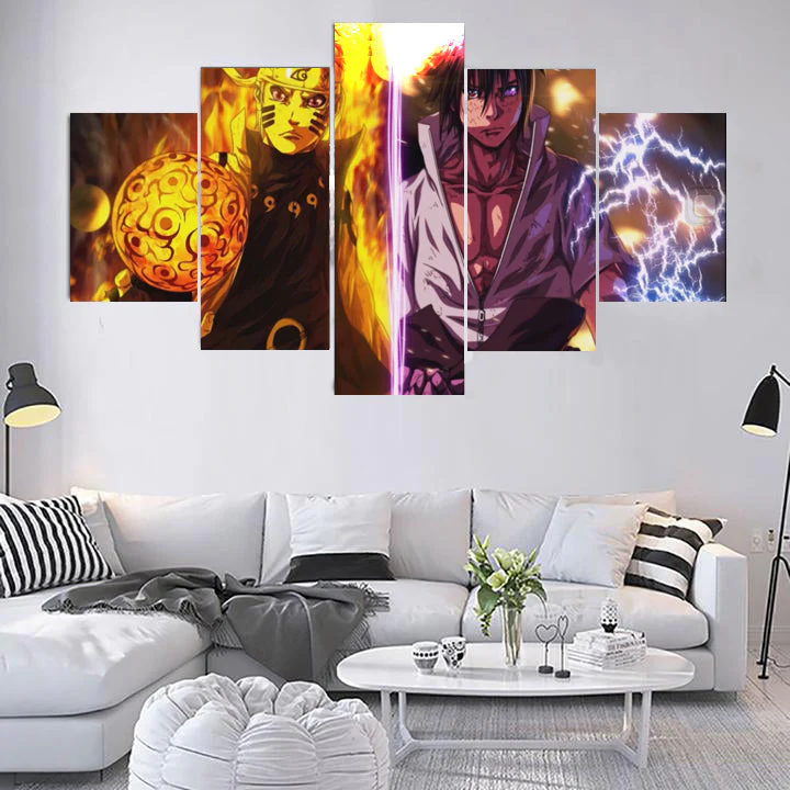 Naruto and Sasuke 5 Panel Canvas Wall Art Home Room Decor Living Room - Image 3