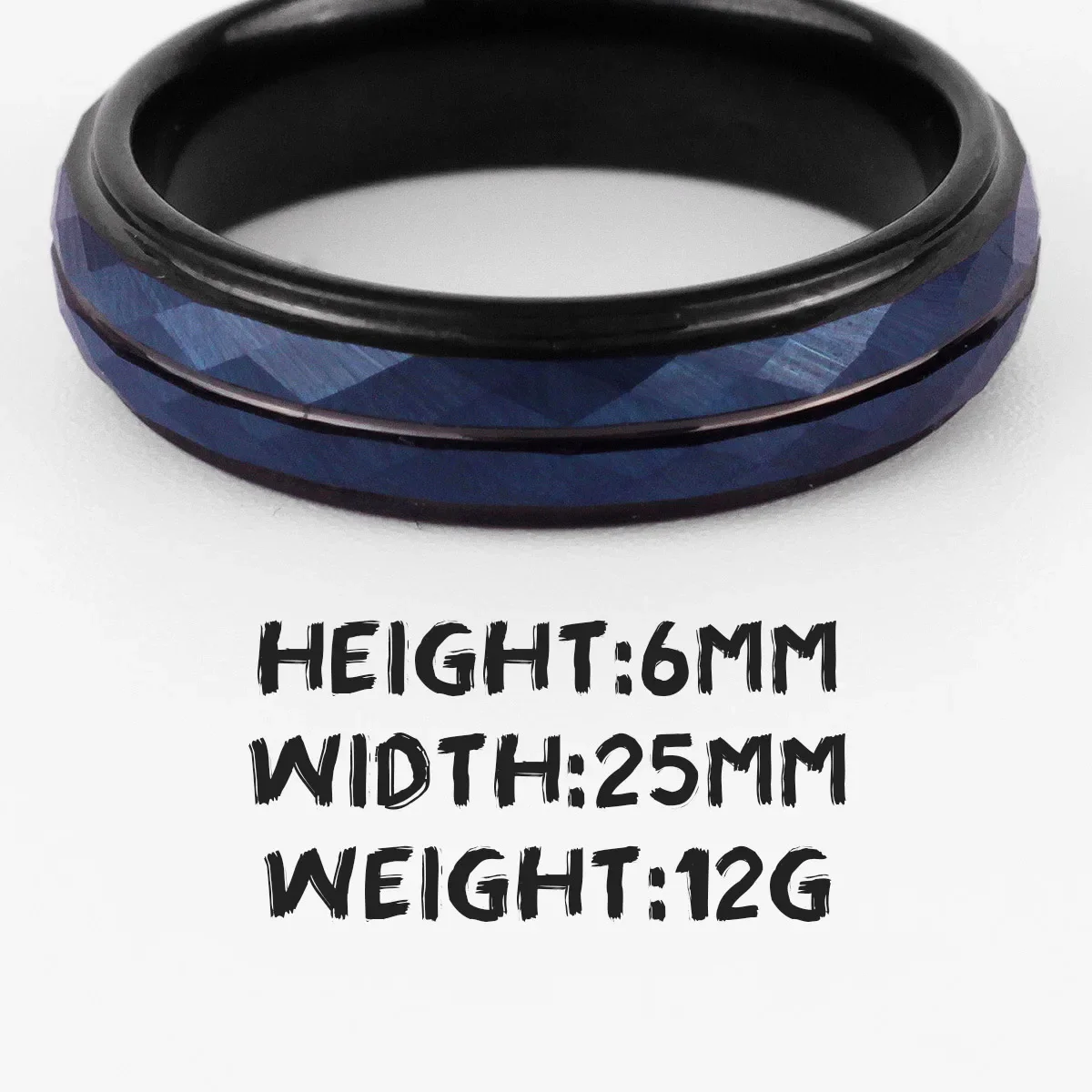 Black Blue Rhombus Cut Ring Charm Luxury Gentleman Jewelry - Image 6