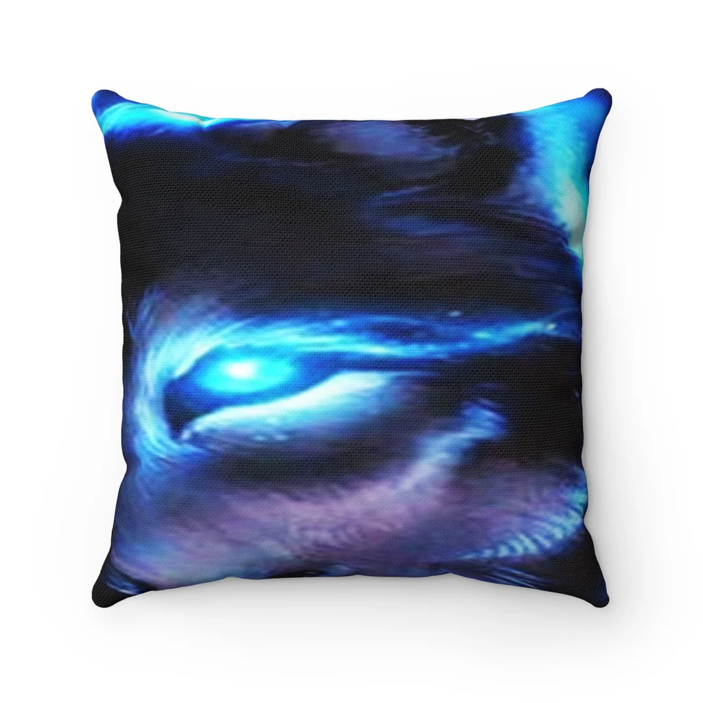 Blue Eyes Wolf Polyester Square Pillow - Image 3