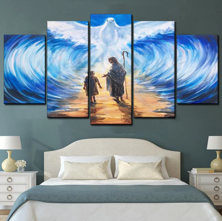 Jesus Arrival Canvas 5 Panel Wall Artwork Home Decor Living Room