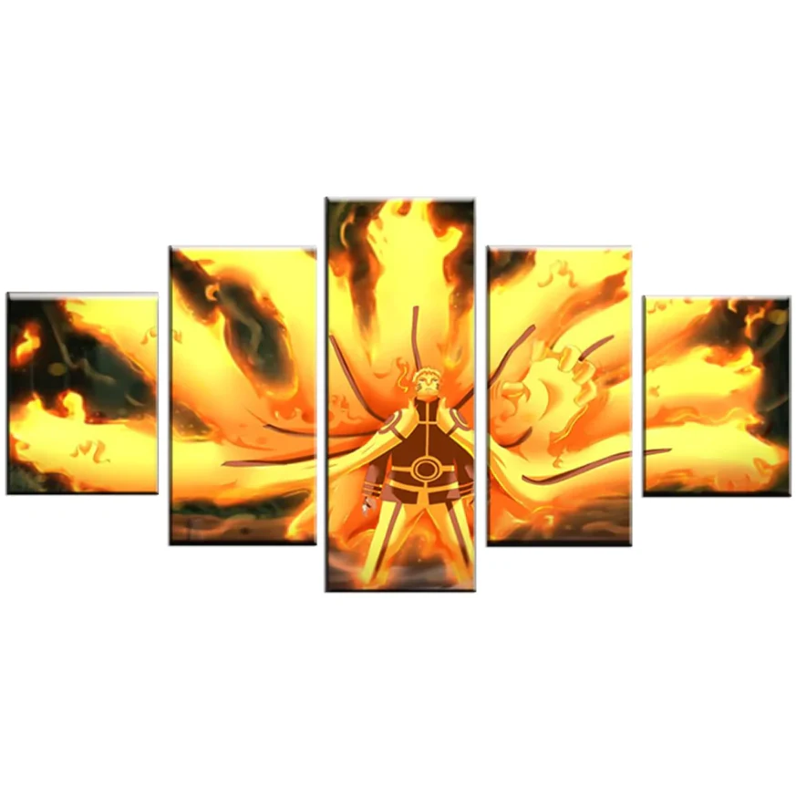 Naruto 7th Hokage Nine Tails Sage Mode 5 Panel Canvas Wall Art Living Room Home Decoration - Image 5