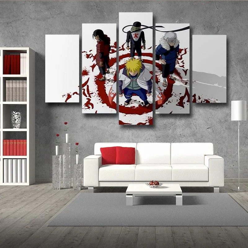 Four Hokage's Hidden Leaf 5 Panel Canvas Wall Art Bedroom Home Decor Canvas - Image 5