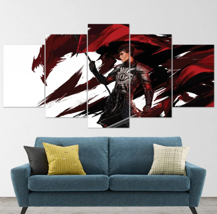 Dragon Warrior 5 Pieces Canvas Art Wall Decoration Home Room Dragon 5 Panel Canvas - Image 2
