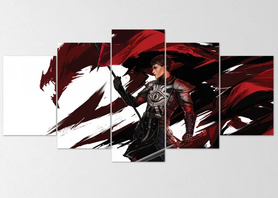 Dragon Warrior 5 Pieces Canvas Art Wall Decoration Home Room Dragon 5 Panel Canvas - Image 3