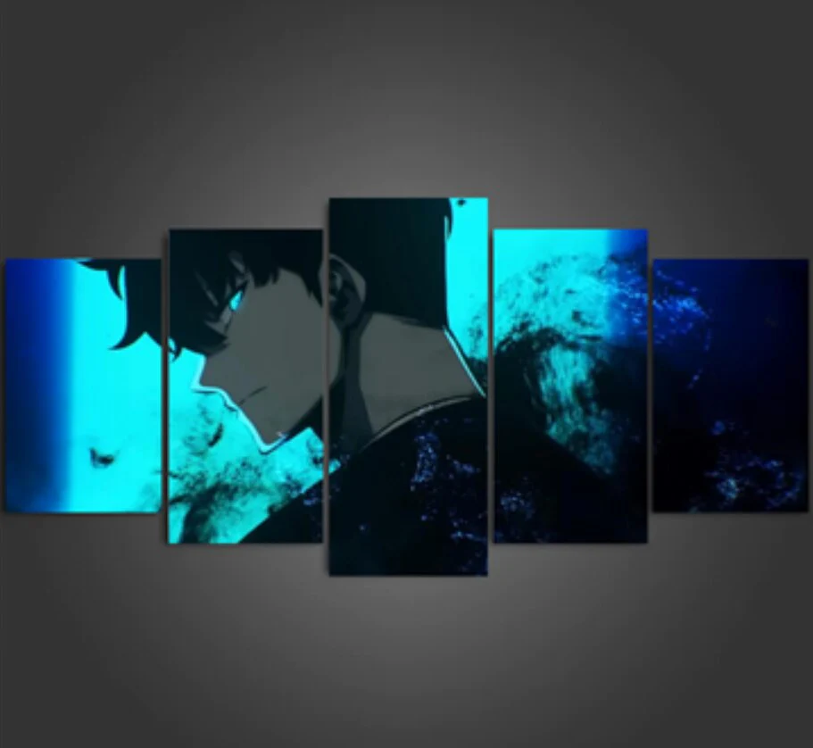 Sung Jin-Woo Home Decor 5 Pieces Canvas Decorations Home Wall Art Anime 5 Panel Canvas Solo Leveling - Image 3