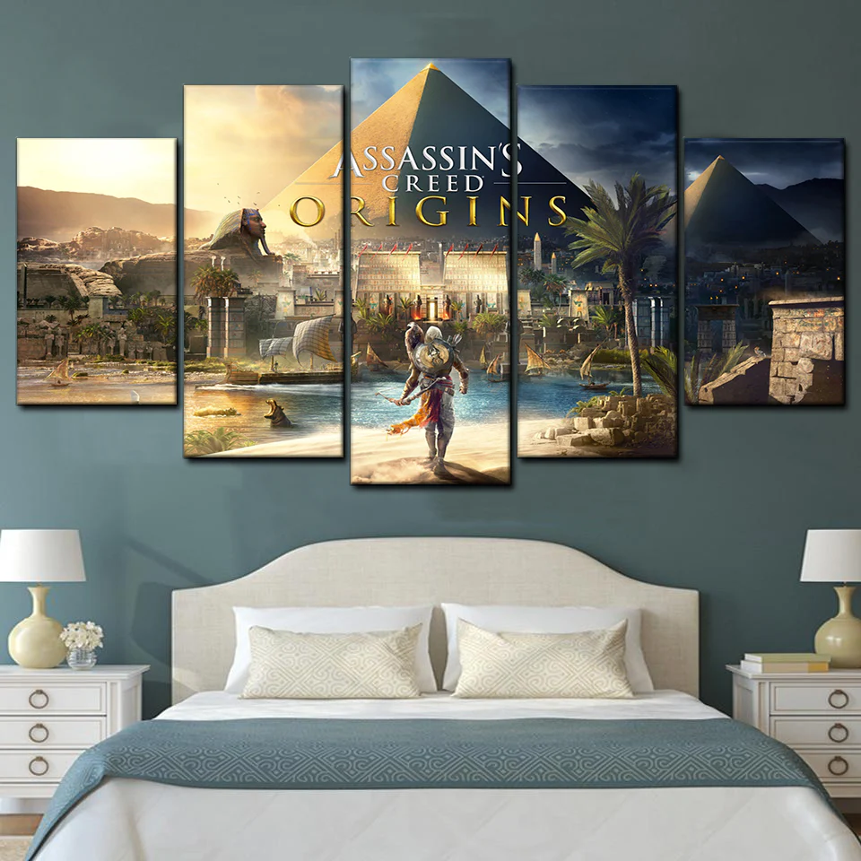 Assassin's Creed Origins 5 Panel Canvas Print Wall Art Anime Home Decor Canvas - Image 3
