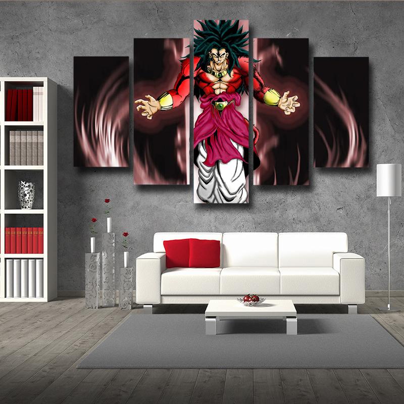Dragon Ball Super 5 Pieces Super Saiyan 4 Broly Canvas Wall Art Home Decor Living Room Canvas - Image 3