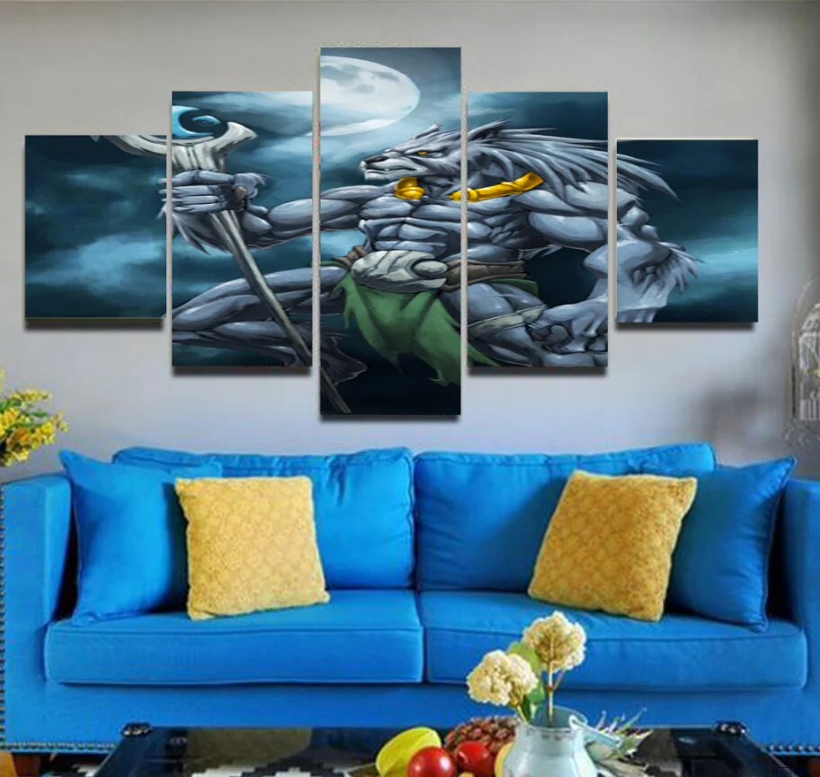 Alpha Werewolf Moon 5 Piece Canvas Wall Art Hero Bedroom Living Room 5 Panel Canvas - Image 2