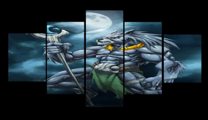 Alpha Werewolf Moon 5 Piece Canvas Wall Art Hero Bedroom Living Room 5 Panel Canvas - Image 4