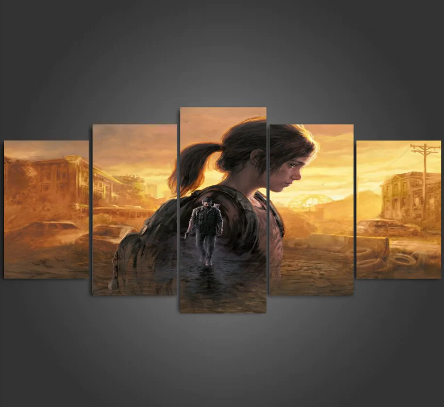 Joel And Ellie The Last of Us 5 Pieces Canvas Wall Art Decor Home Living Room Decor 5 Panel Canvas - Image 3