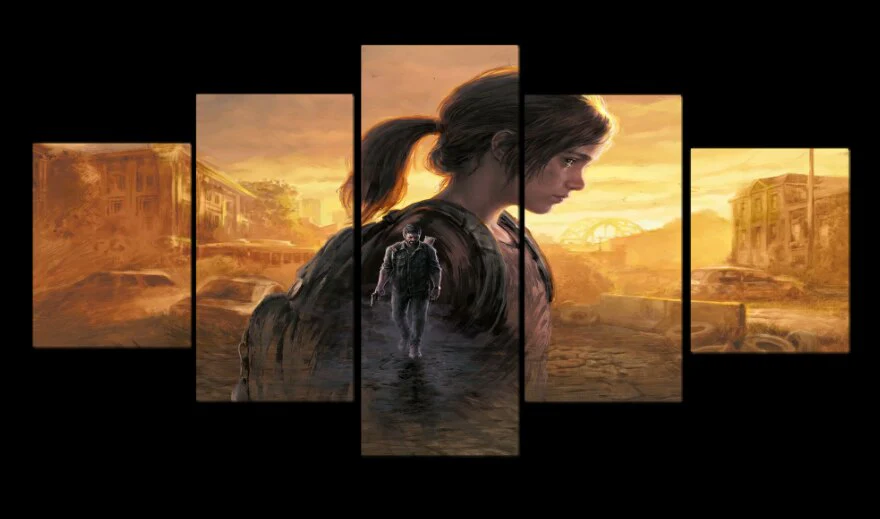 Joel And Ellie The Last of Us 5 Pieces Canvas Wall Art Decor Home Living Room Decor 5 Panel Canvas - Image 4