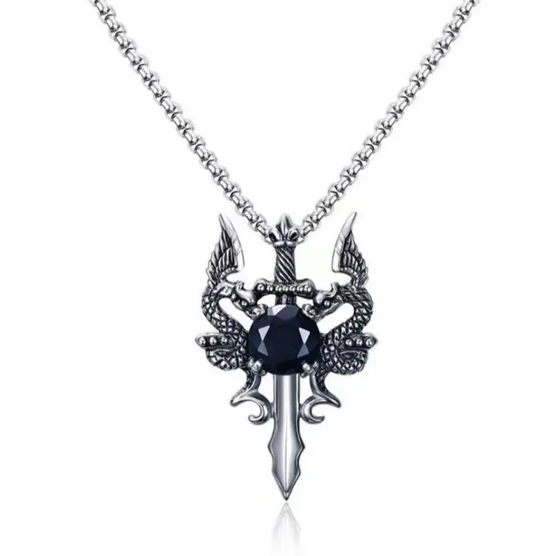 Dragon Water Diamond Long Necklace Dominant Retro Dragon Necklace Jewelry - Image 4