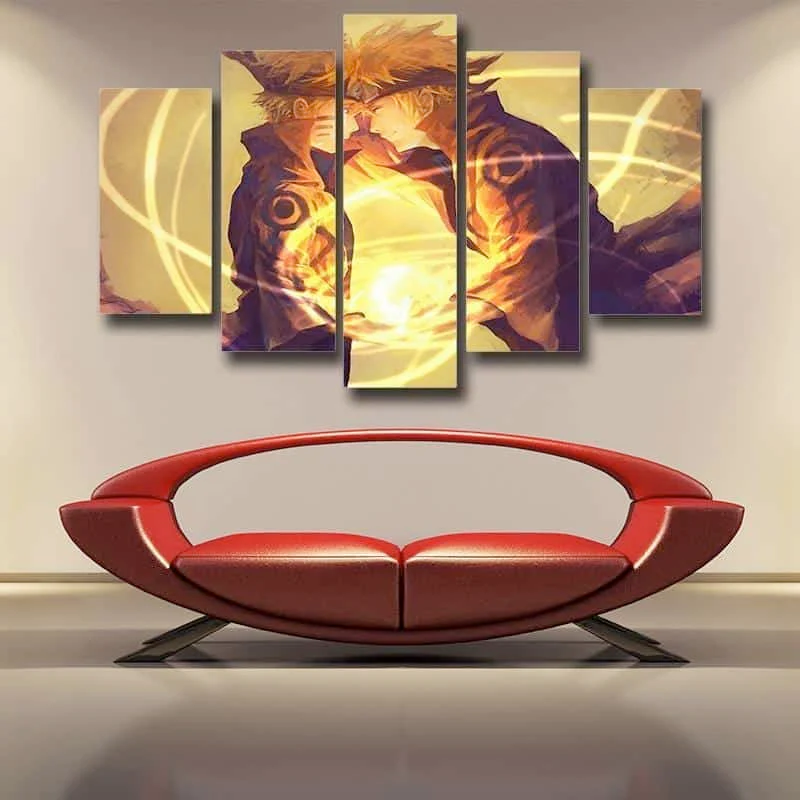 Naruto and Minato Rasengan 5 Panel Canvas Wall Art Living Room Father-Son Rasengan Decor Canvas - Image 6