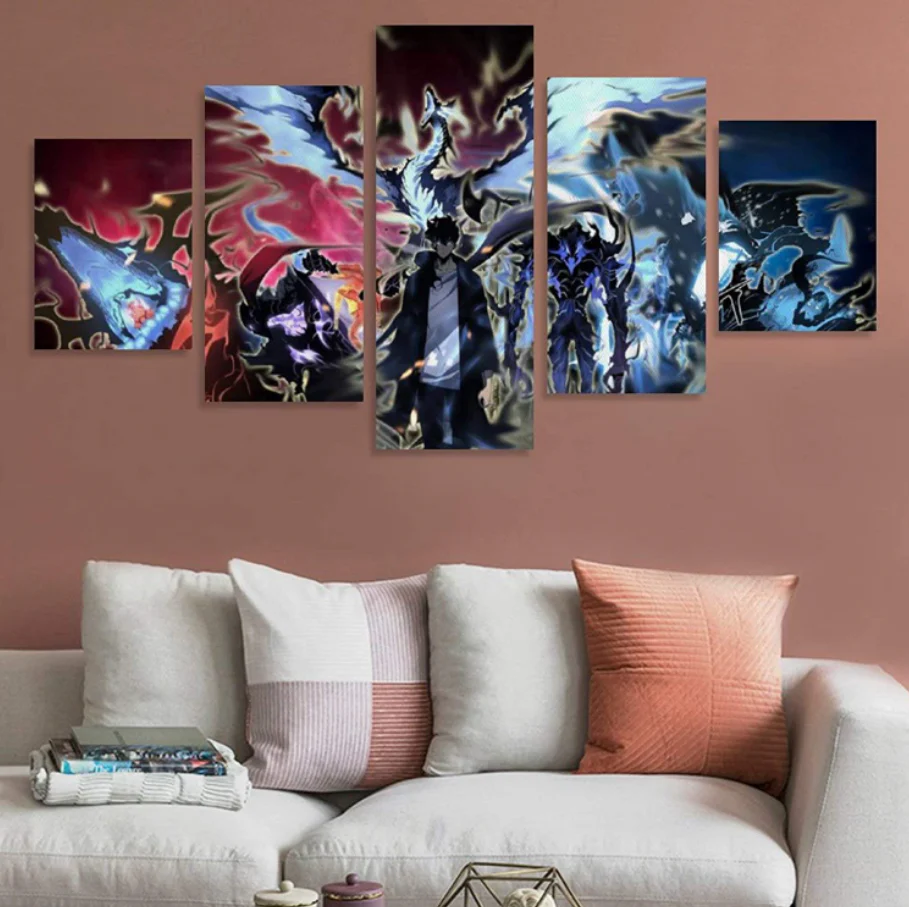 Solo Leveling Sung Jin Woo Army 5 Piece Canvas Home Decor Painting Art Wall Canvas - Image 3