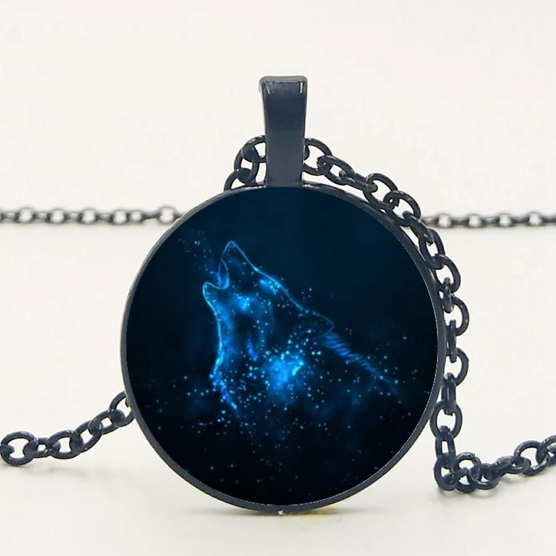 Gothic Custom Necklace Nordic Glass Wolf Cabochon Dark Necklace Pendant Jewelry - Image 21