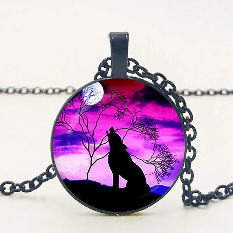 Gothic Custom Necklace Nordic Glass Wolf Cabochon Dark Necklace Pendant Jewelry - Image 27