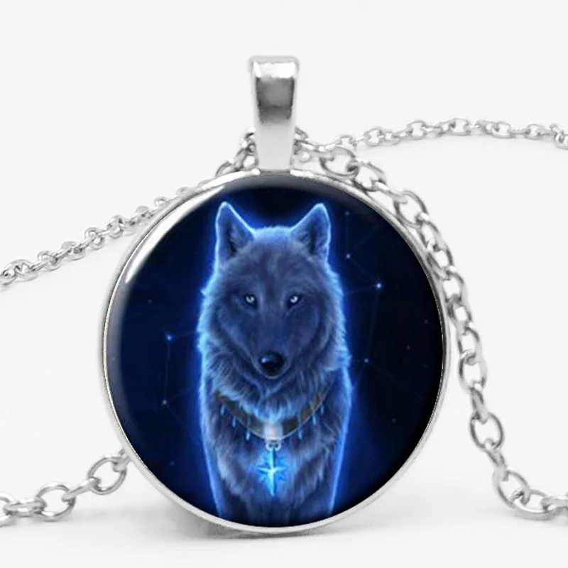 Gothic Custom Necklace Nordic Glass Wolf Cabochon Dark Necklace Pendant Jewelry - Image 9