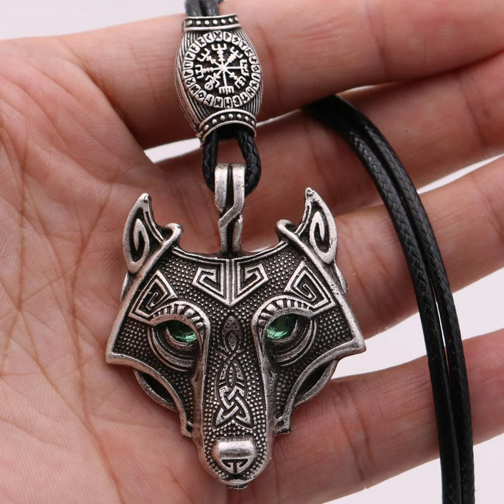 Green Black Red Eyes Wolf Different Amulet Pendant Nordic Bead Valknut Trinity Viking Necklace Talisman Wicca Jewelry - Image 5