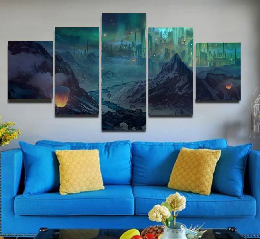 Kingdom 5 Piece Canvas Art Night Scenery Painting Wall Art Living Room Home Decor 5 Panel Canvas - Image 2