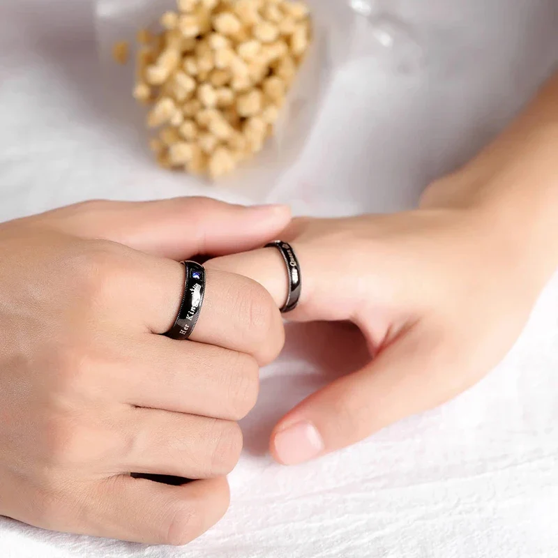 Her King His Queen Couple Crown Rings Romantic Fashion Jewelry for Couples - Image 3
