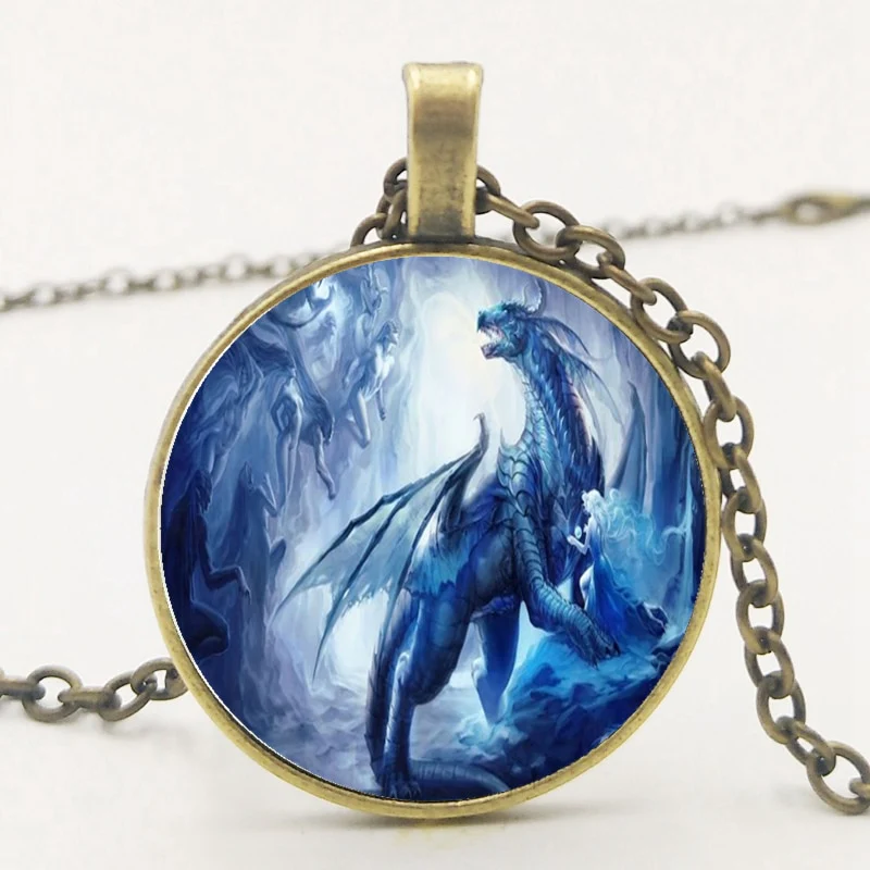 Ice Blue Dragon Pendant Necklace Jewelry Dragon Necklace Ice Blue Queen Pendant - Image 3