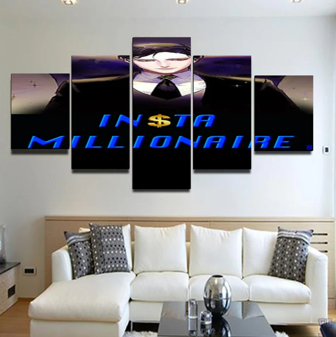 Insta Millionaire 5 Piece Canvas Black Suit Wall Art 5 Panel Home Decor Canvas