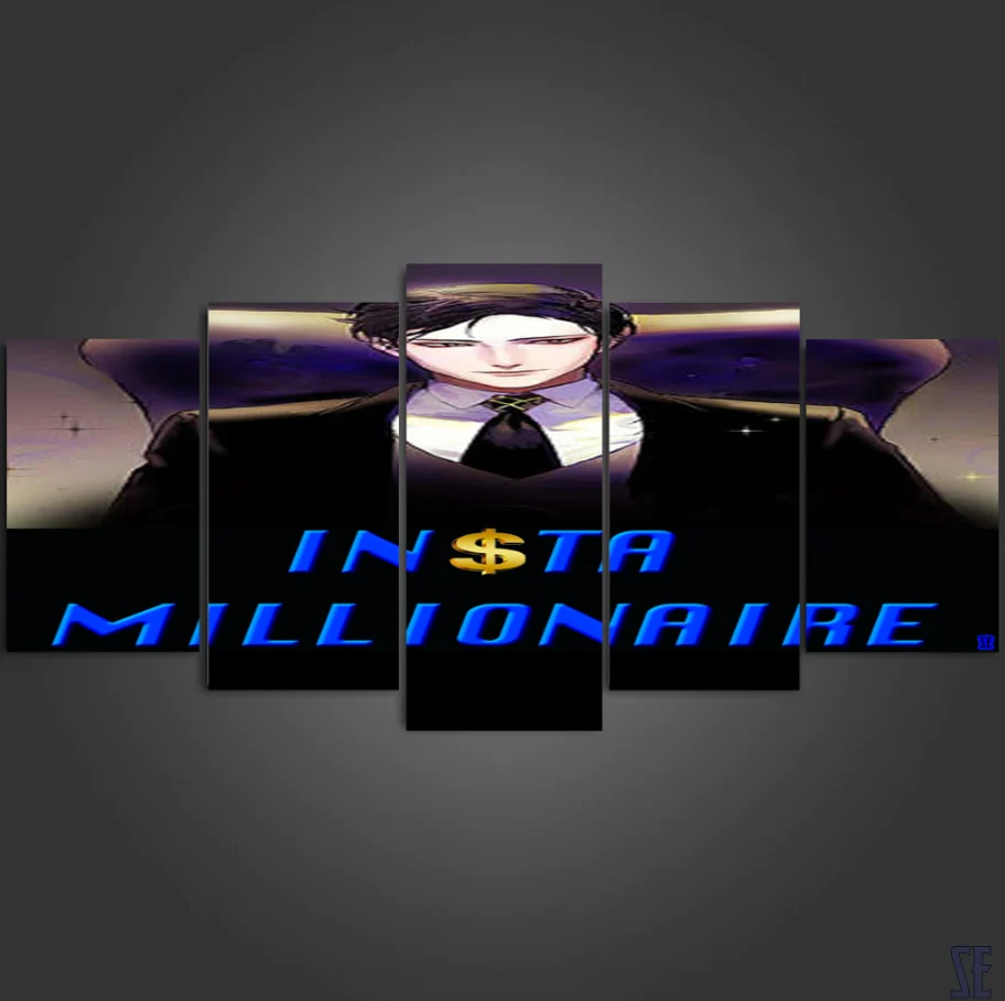 Insta Millionaire 5 Piece Canvas Black Suit Wall Art 5 Panel Home Decor Canvas - Image 2