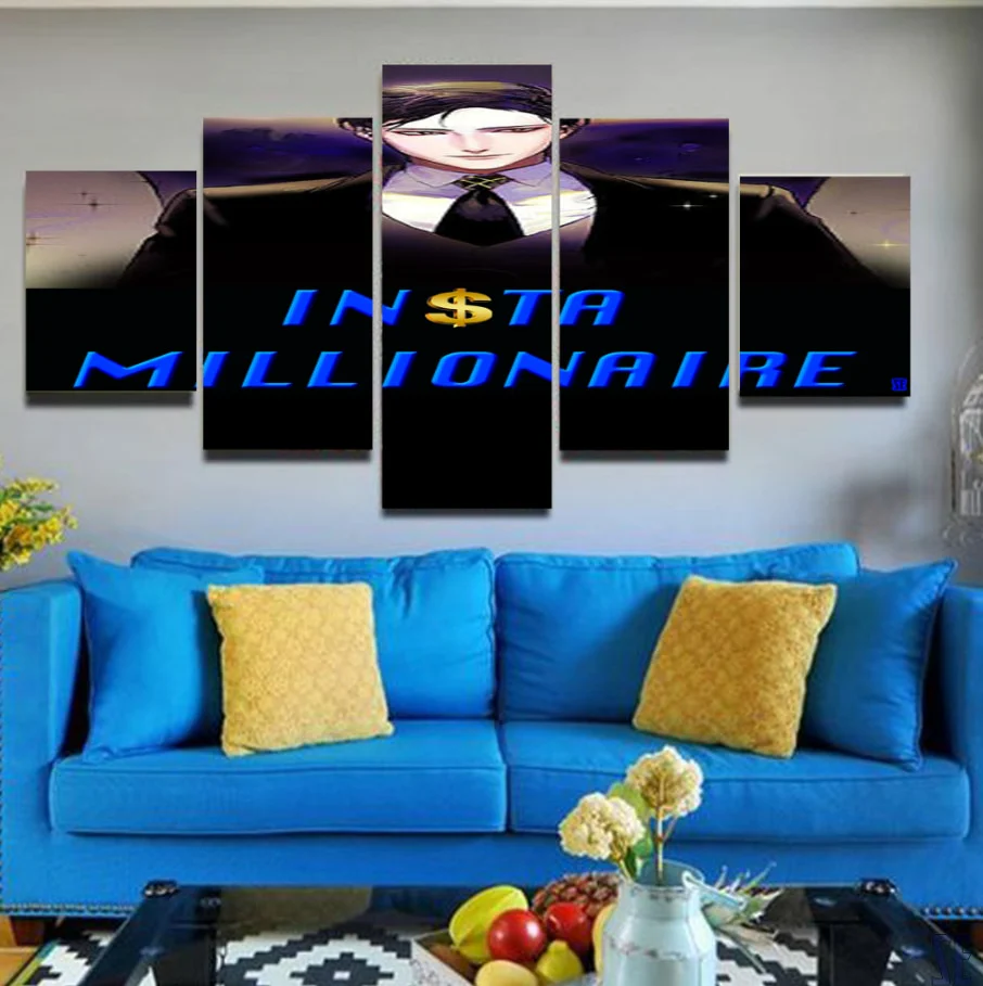 Insta Millionaire 5 Piece Canvas Black Suit Wall Art 5 Panel Home Decor Canvas - Image 3