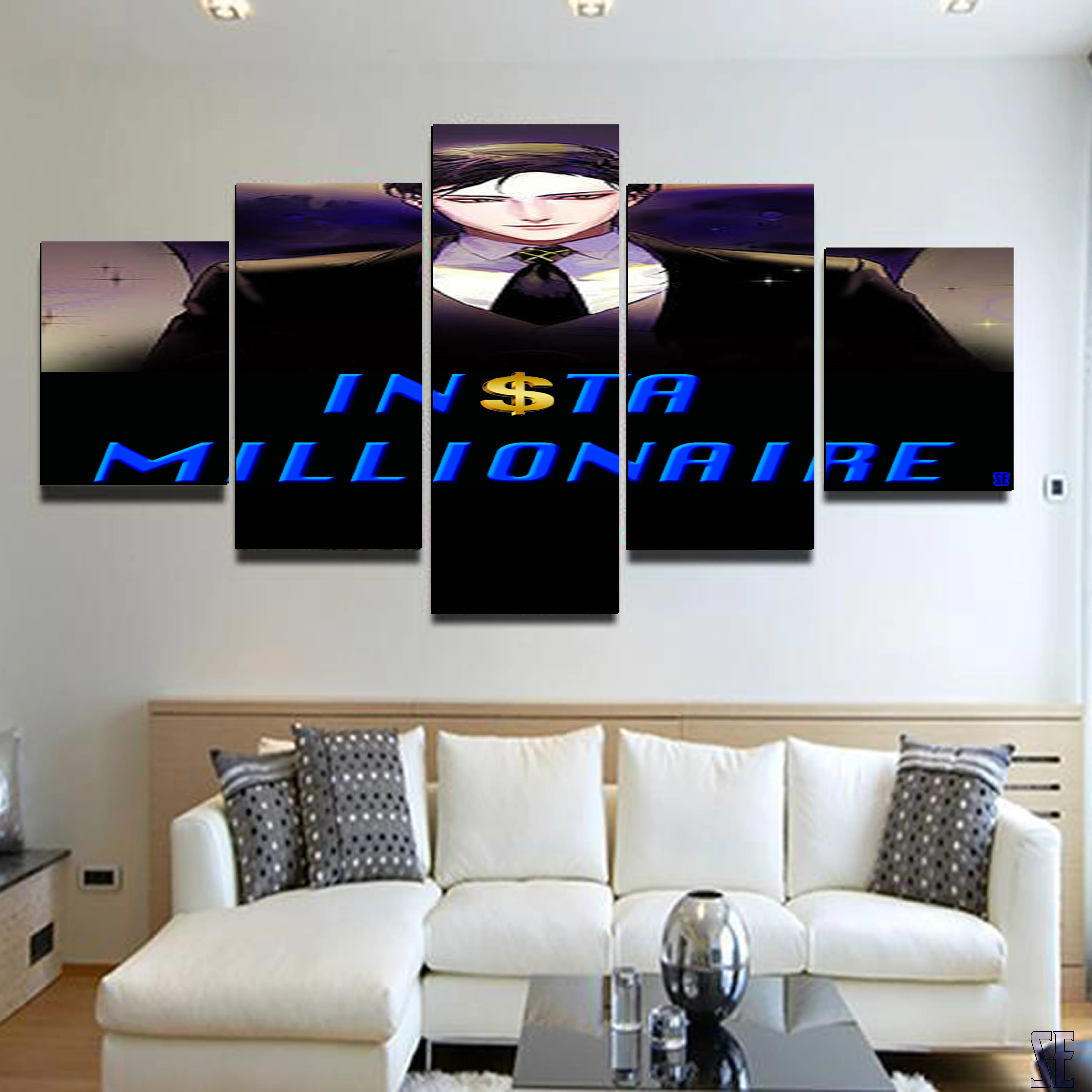 Insta Millionaire 5 Piece Canvas Black Suit Wall Art 5 Panel Home Decor Canvas - Image 4