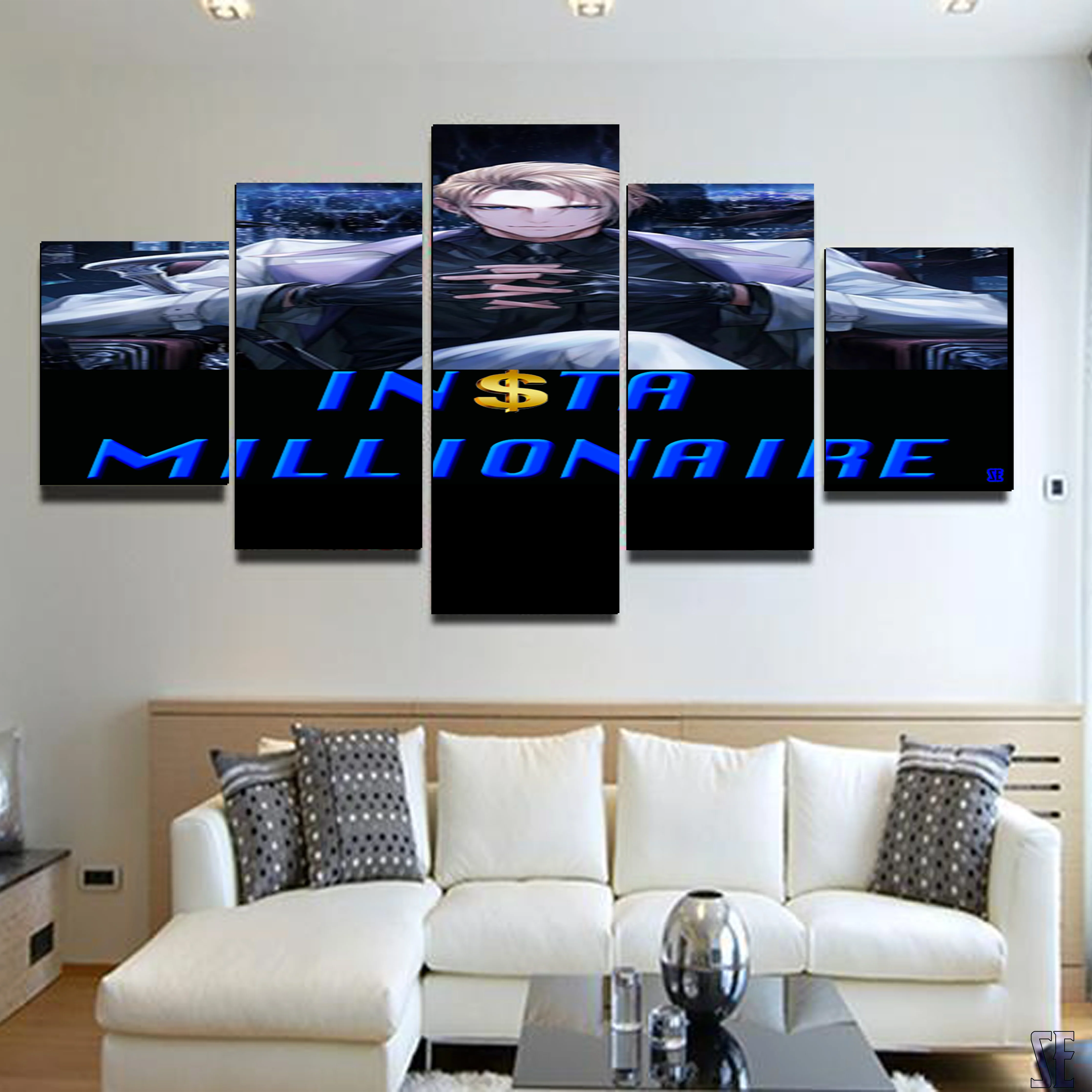 Insta Millionaire 5 Piece Canvas White Suit Wall Art 5 Panel Home Decor Canvas - Image 4