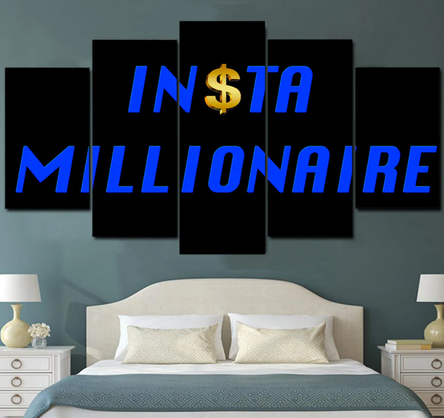 Insta Millionaire 5 Pieces Canvas Home Decor Wall Art Poster 5 Panel Canvas - Image 3
