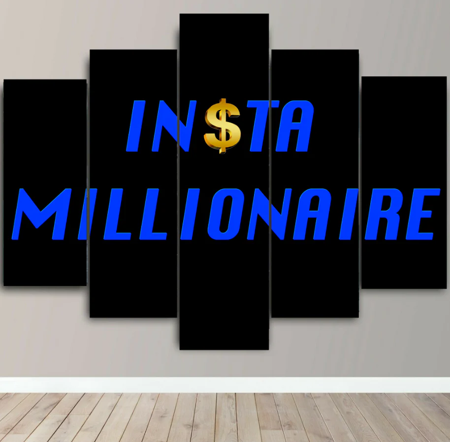 Insta Millionaire 5 Pieces Canvas Home Decor Wall Art Poster 5 Panel Canvas - Image 4